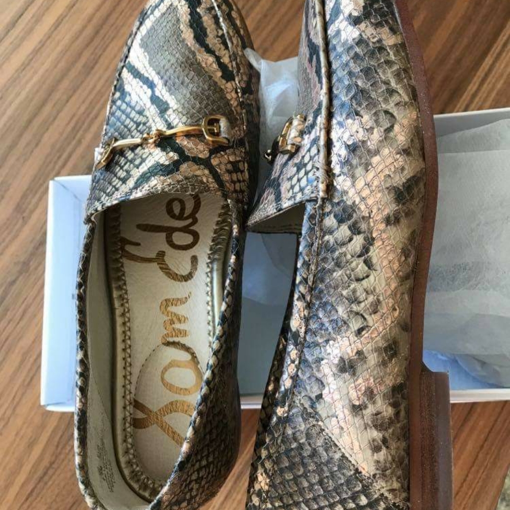 Leather Snakeskin Loafers